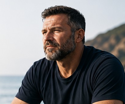 A veteran looking out over the coast